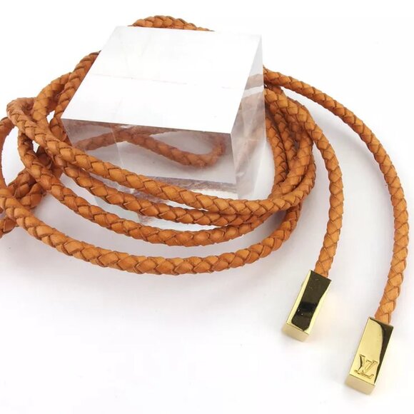 Louis Vuitton belt weave beige leather ?~ gold metal fittings used T17632 main image 7